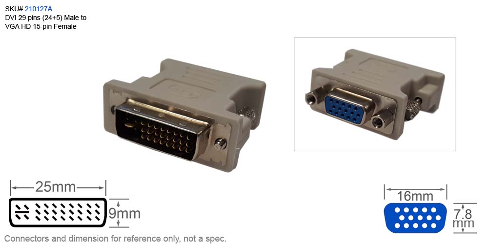 Dvi I 2 Pin 245 Pins Adapter Male To Vga Hd 15 Pin Female