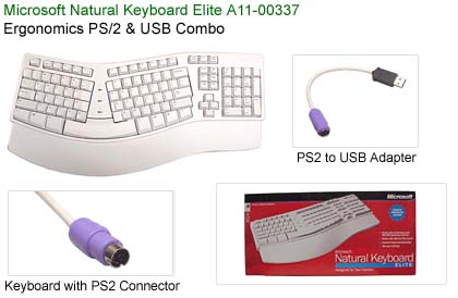 KB-MS-ERGO-A11-PU-BG Keyboard Ergo (Ergonomics) PS2 / USB Combo MS 