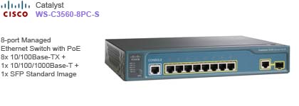 Cisco Cisco WS-C3560-8PC-S Catalyst 3560 Compatto 8 Porta 10/100 Poe Switch Piccolo 