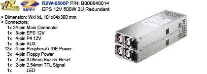 Redundant Power Supply - Emacs / Zippy R2W-6500P P/N: B000840014